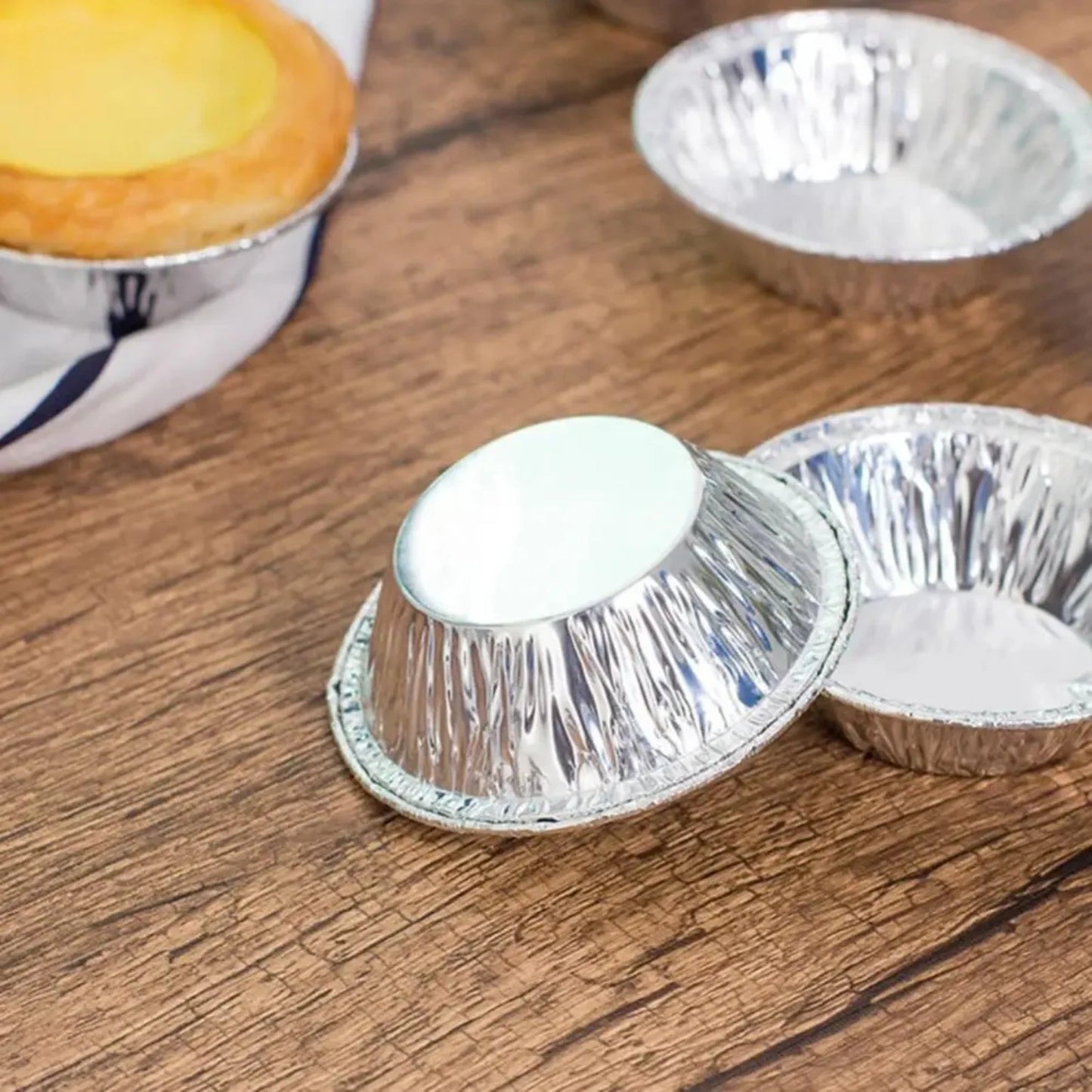Versatile, Durable, and Grease-proof 50Pcs Aluminum Foil Egg Tart Mold - Essential Disposable Kitchen Tools for Desserts & Candi