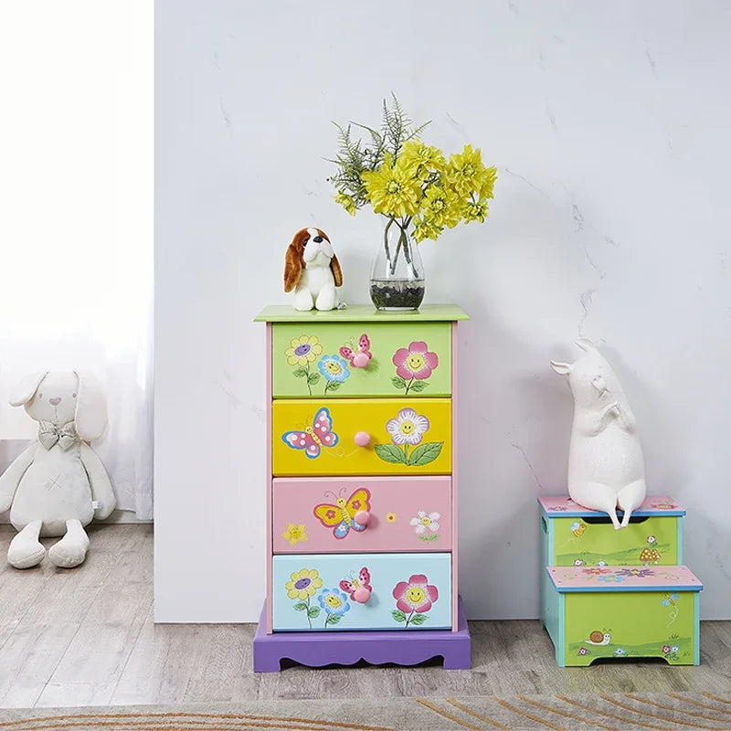 Living room kids room organizer storage chest of drawers wooden cabinet for kids