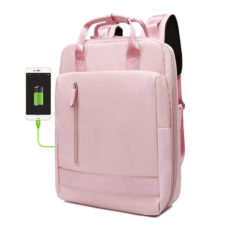 USB Charging Women Travel Backpack Carry on Backpack Waterproof 14 15.6 inch Laptop BusinessTravel Bag