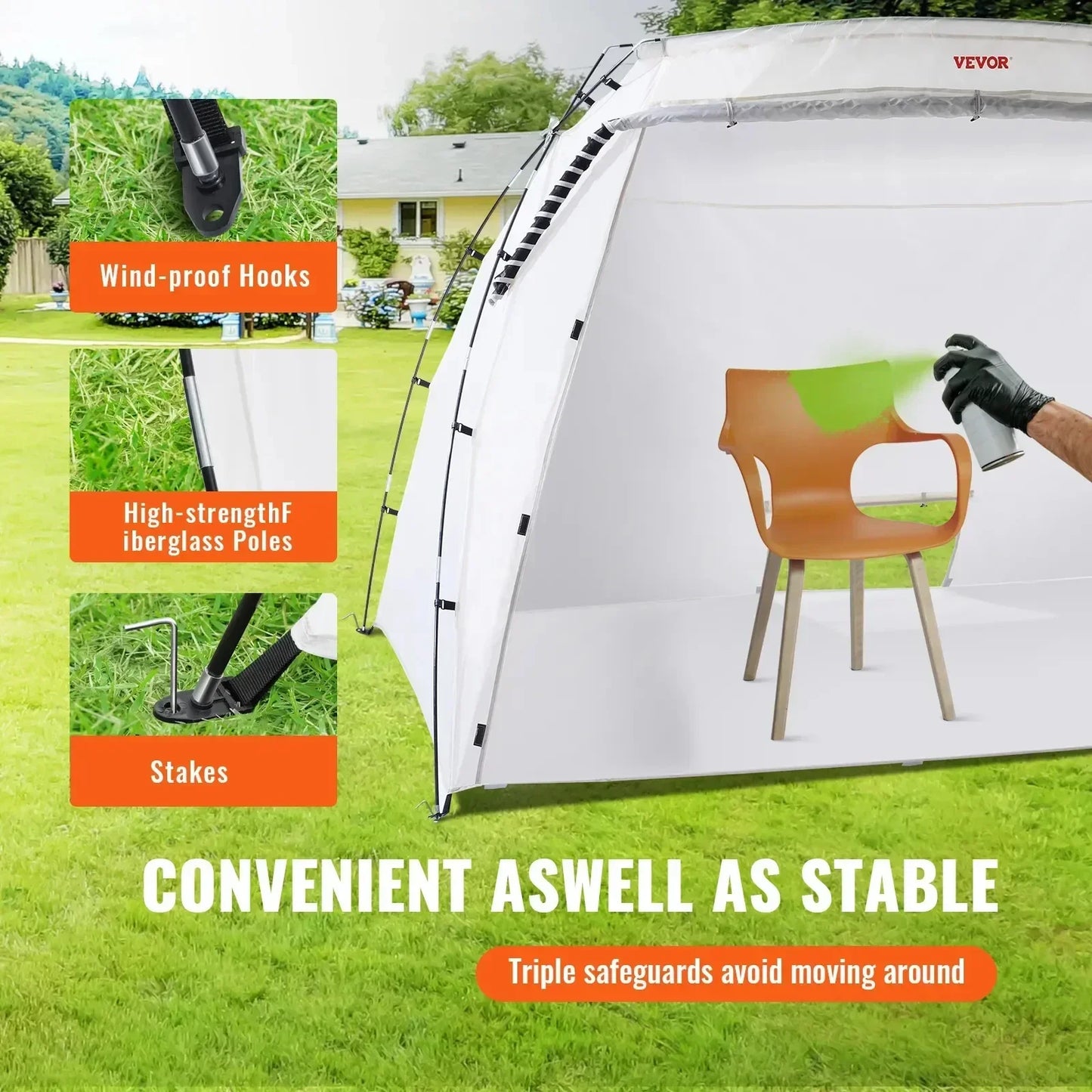 VEVOR Paint Booth Shelter Portable 7.5x5.2x5.2/10x7x6ft Foldable Spray Painting Tent for Furniture Craft Project DIY Hobby Tool