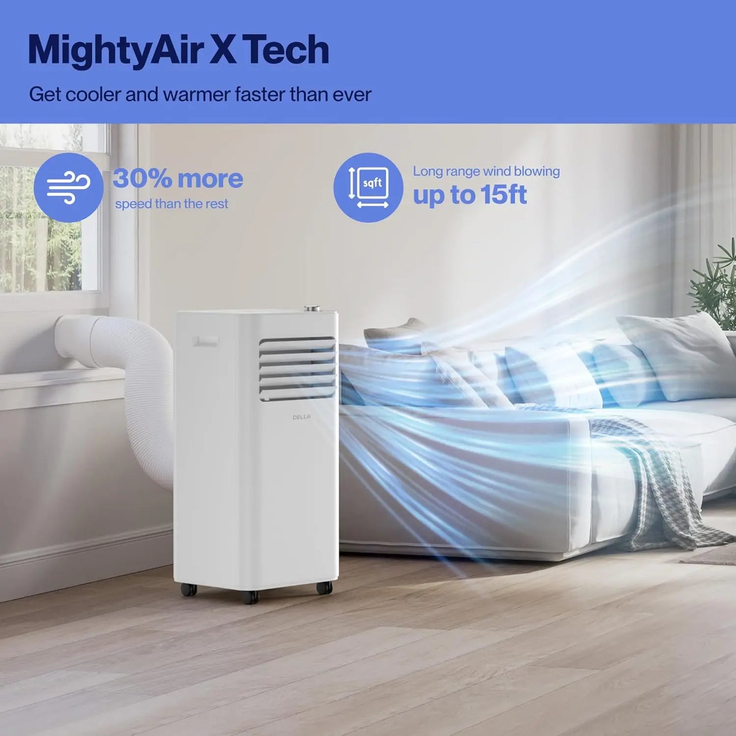 Smart WiFi Enabled 8000 BTU Portable Air Conditioner with Heat Pump Cools Up To 350 Sq. Ft Dehumidifier & Fan Portable AC Unit