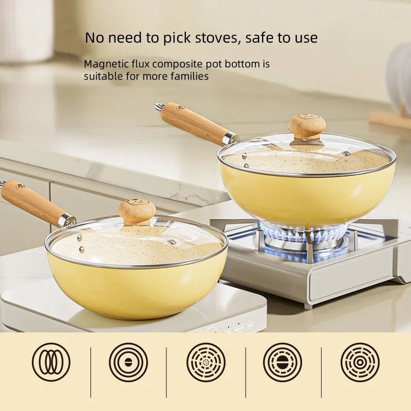 Ceramic Non-stick Frying Pan Household Cooking Pan Not Picky Stove Pan Multi-function Cooking Pan with Cover