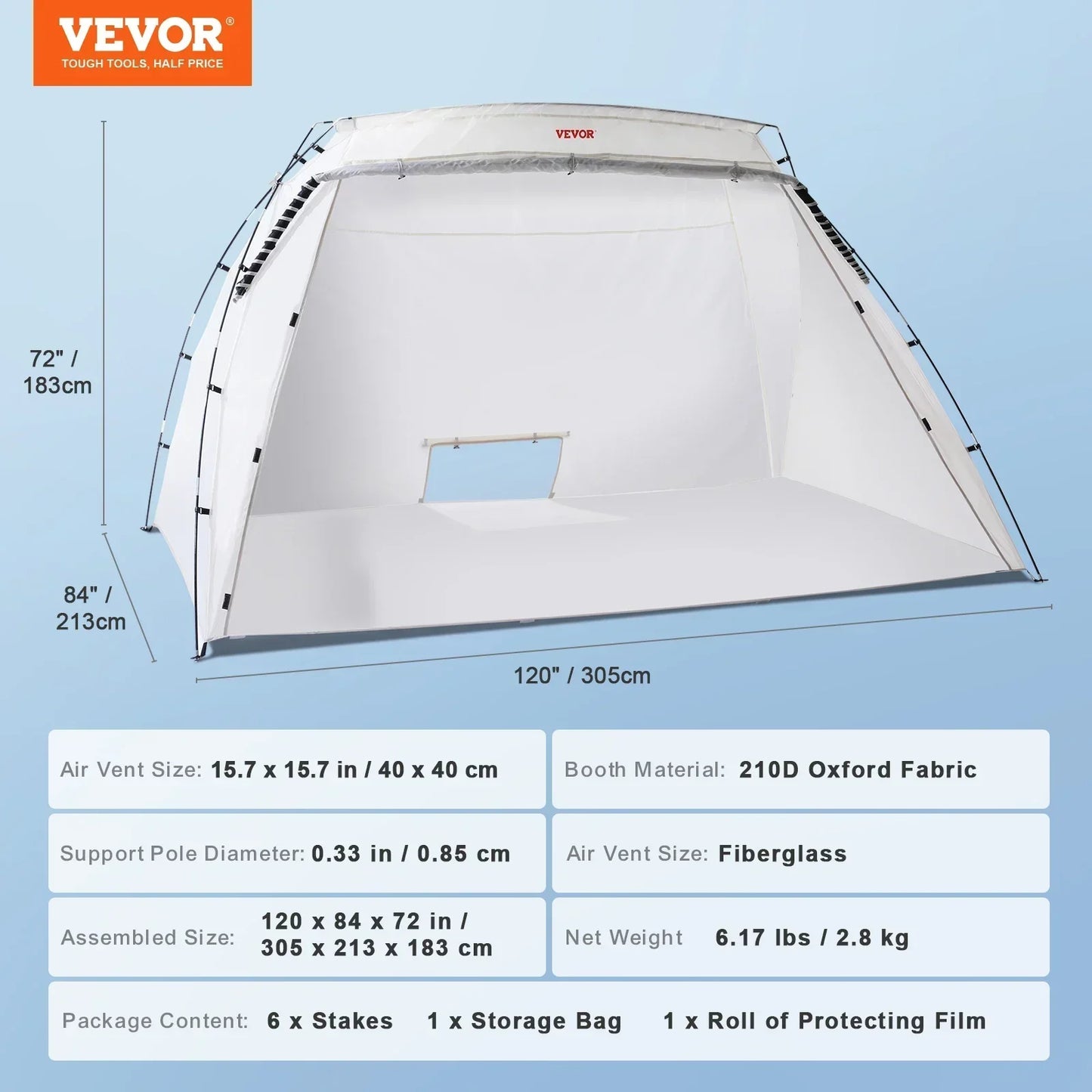VEVOR Paint Booth Shelter Portable 7.5x5.2x5.2/10x7x6ft Foldable Spray Painting Tent for Furniture Craft Project DIY Hobby Tool