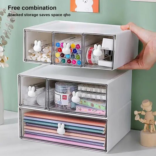 Desktop Storage Box Drawer Type Storage Cabinet Office Desk Storage Box Cosmetics Box Stationery Debris Storage Rack