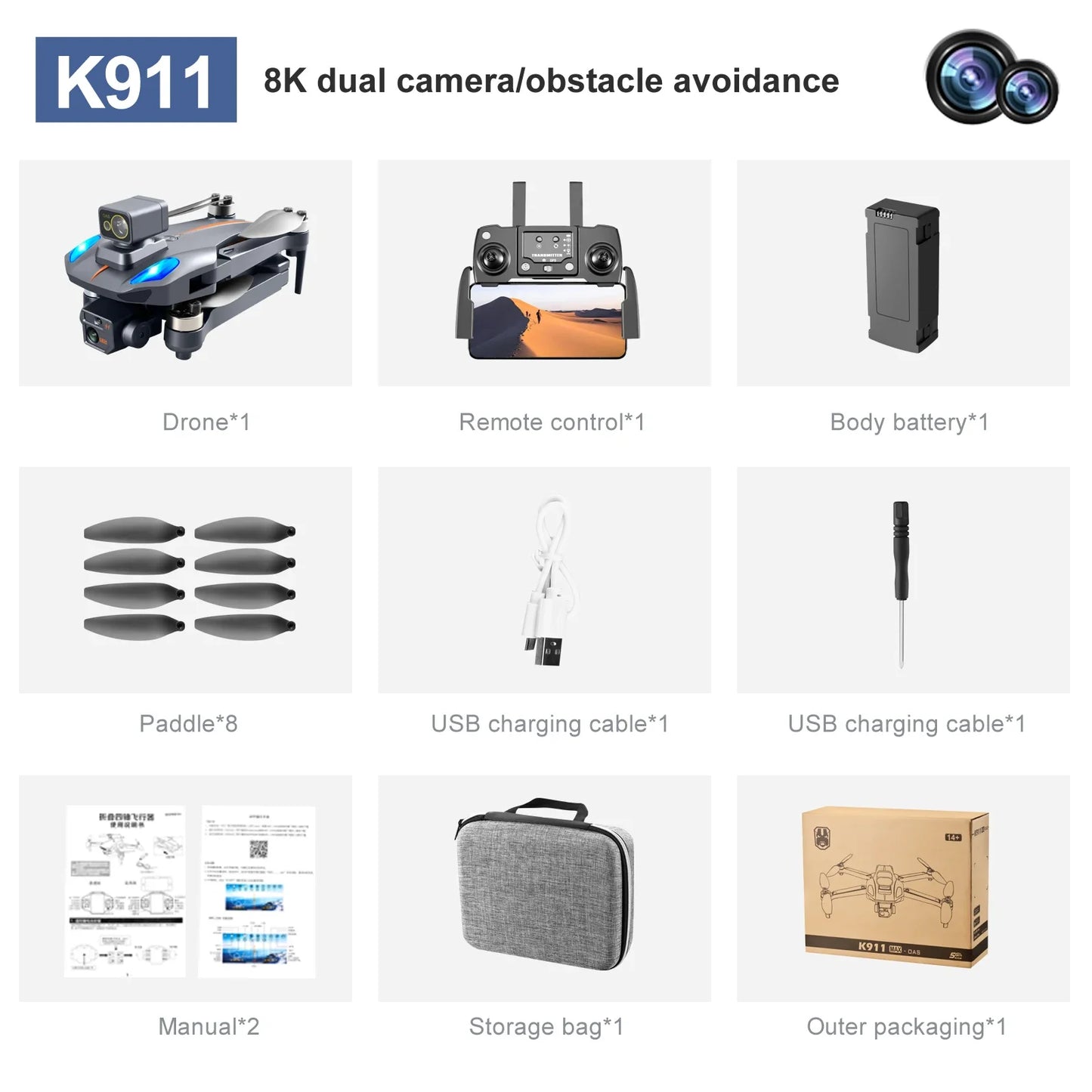 K911 Max 8k Gps 4k Drones Professional Obstacle Avoidance Dual HD Camera Brushless Motor Foldable Quadcopter RC Dron K911 max