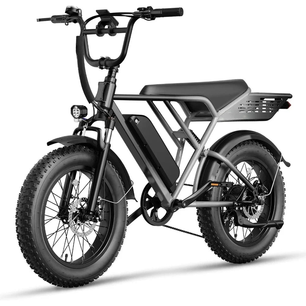 Electric Bike,Full Suspension Ebike, 20" Fat Tire All-Terrain E-Bike with 48V 13Ah Removable Battery Moped Electric Bicycle