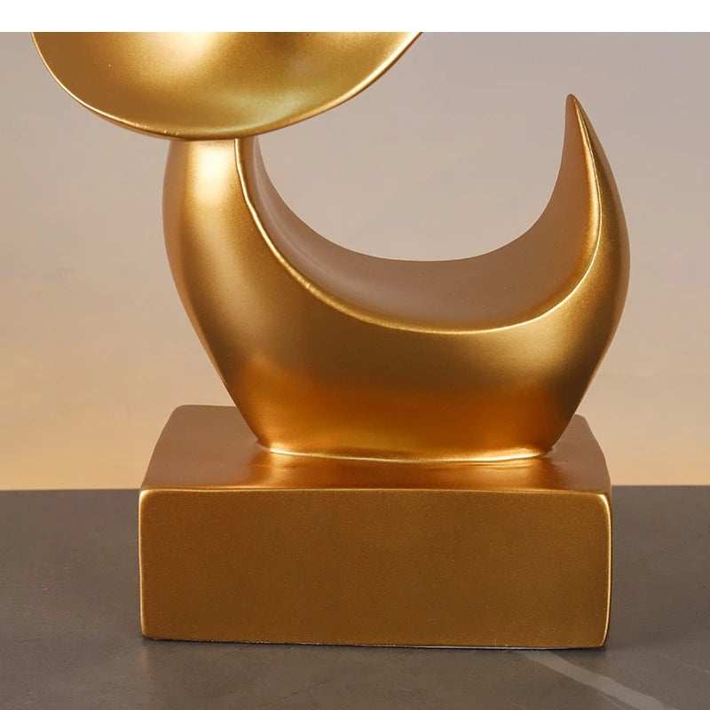 Resin Crafts Flame Abstract Bird Golden Sculpture Geometric Streamer Decorative Figurines Home Decoration Accessories