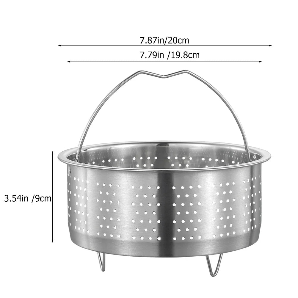 Stainless Steel Rice Steamer Pot Dumpling Round Basket for Seafood Rack Pressure Cooker