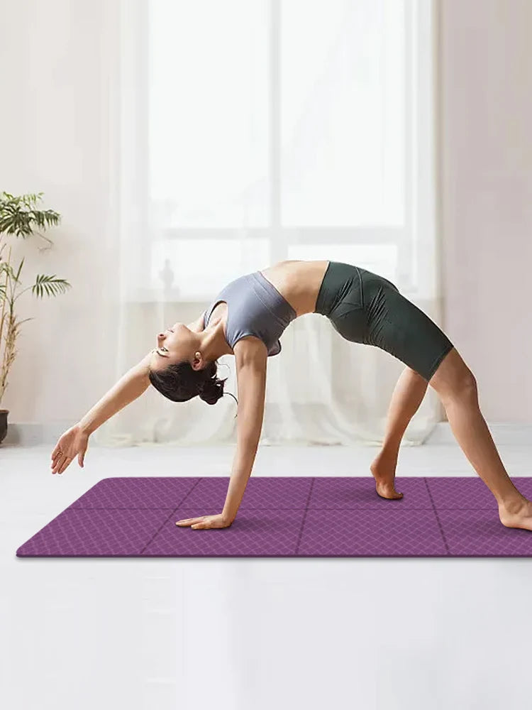 Foldable Yoga Mat 4mm Thick Workout Mat Double Sided TPE Pilates Mat Non-slip Multifunction for Yoga Pilates & Floor Workouts
