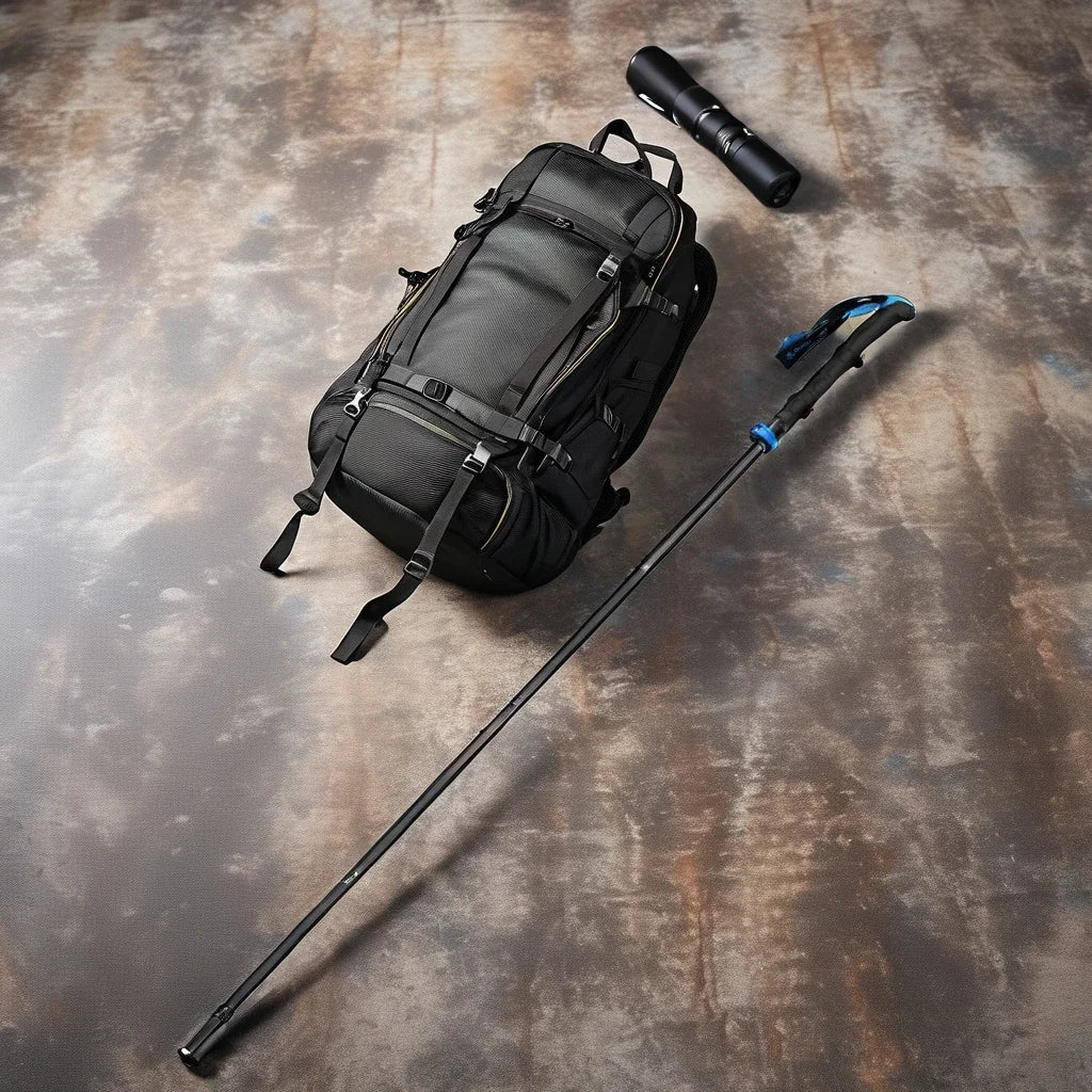 Lightweight Carbon Fiber Trekking Pole Hiking Trail Running Walking EVA Handle Quick Lock Folding Cane Telescopic Aluminium