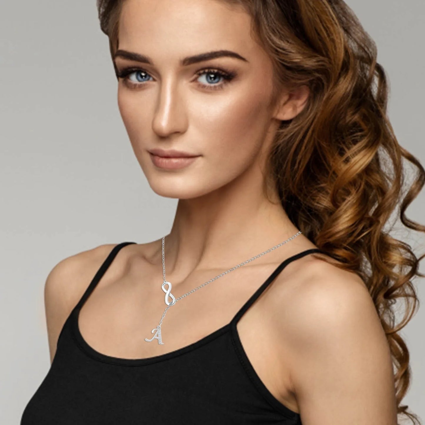 8 Shaped Tassel Silver Necklace For Women Silver Necklaces For Women A-Z 26 Alphabet Necklace For Girlfriends Mom Jewelry Gift