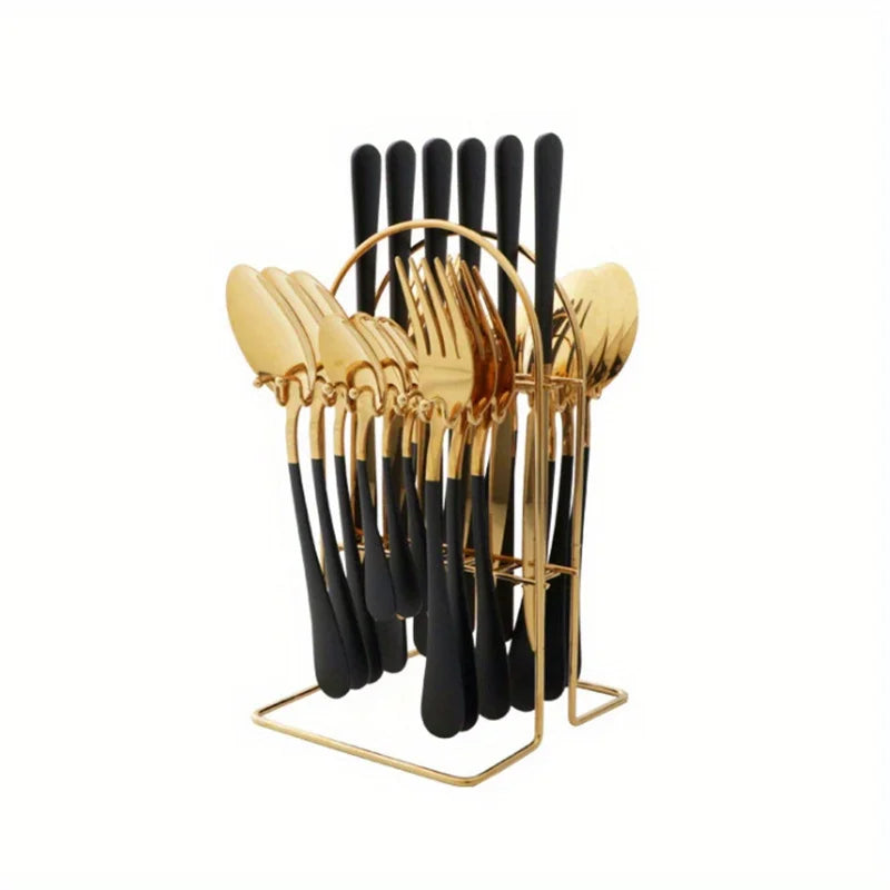 24-Piece Stainless Steel Cutlery Set Knives, Forks, Spoons & Teaspoons - Durable Stylish Design - Perfect for Home Dining