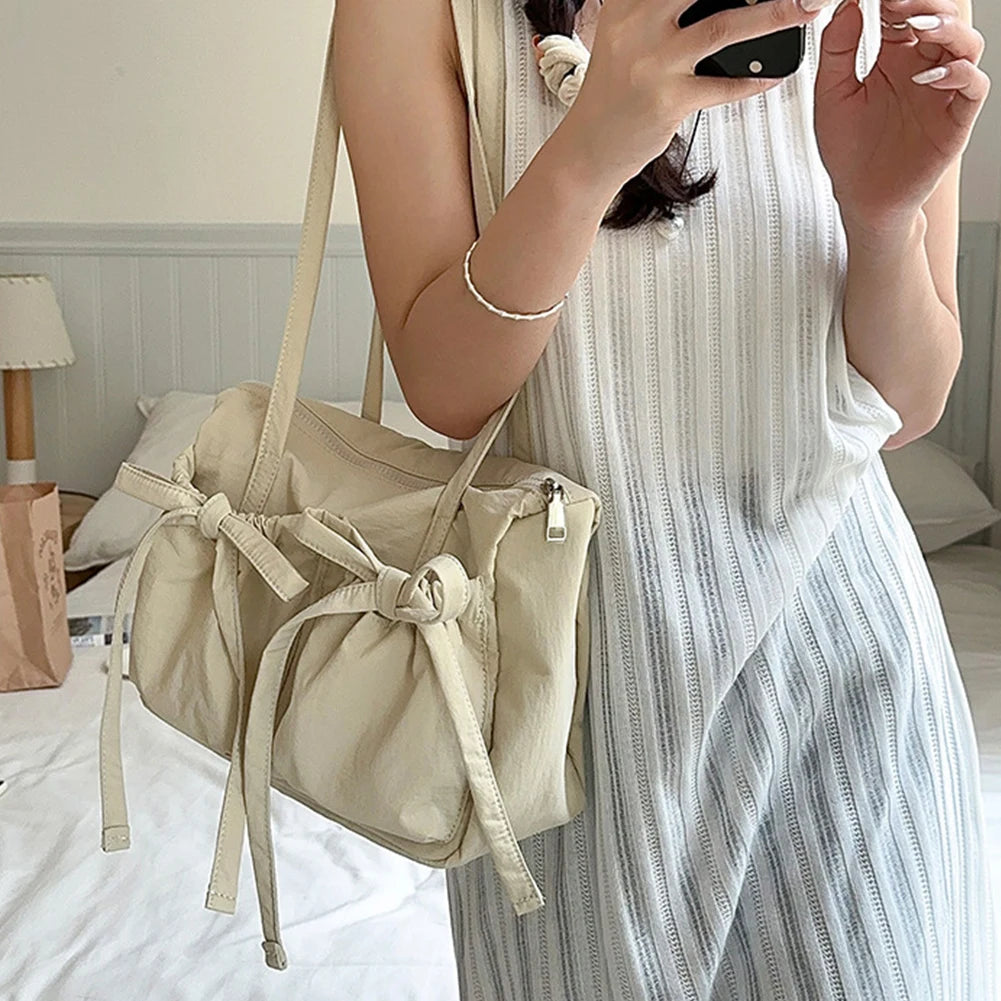 Women Casual Tote Handbag Zipper Closure Fashion Shoulder Purse Solid Color Simple Shopping Bag Girls Outdoor Daily Bag