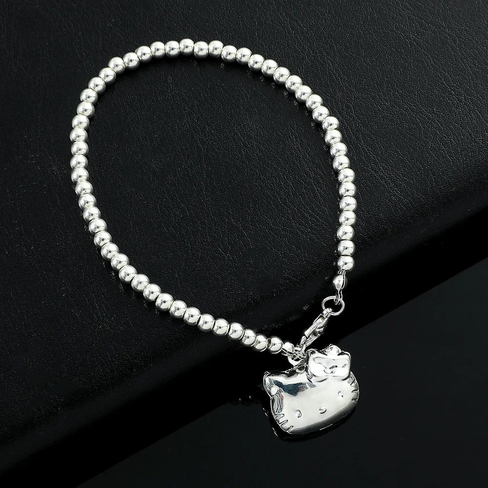 Kawaii Sanrios Hello Kitty Bracelet Kitty Cat Pendant Bracelet for Women Girl Student Gift Can Open