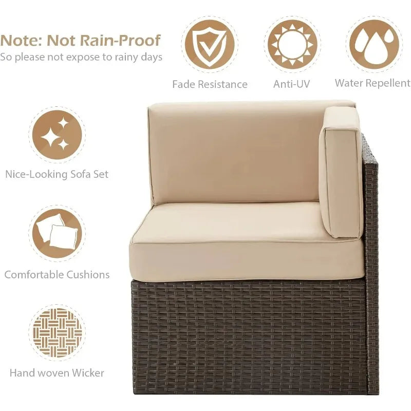 Outdoor Patio Furniture Set, Outdoor Sectional Conversation Furniture Chair with Coffee Table, Garden