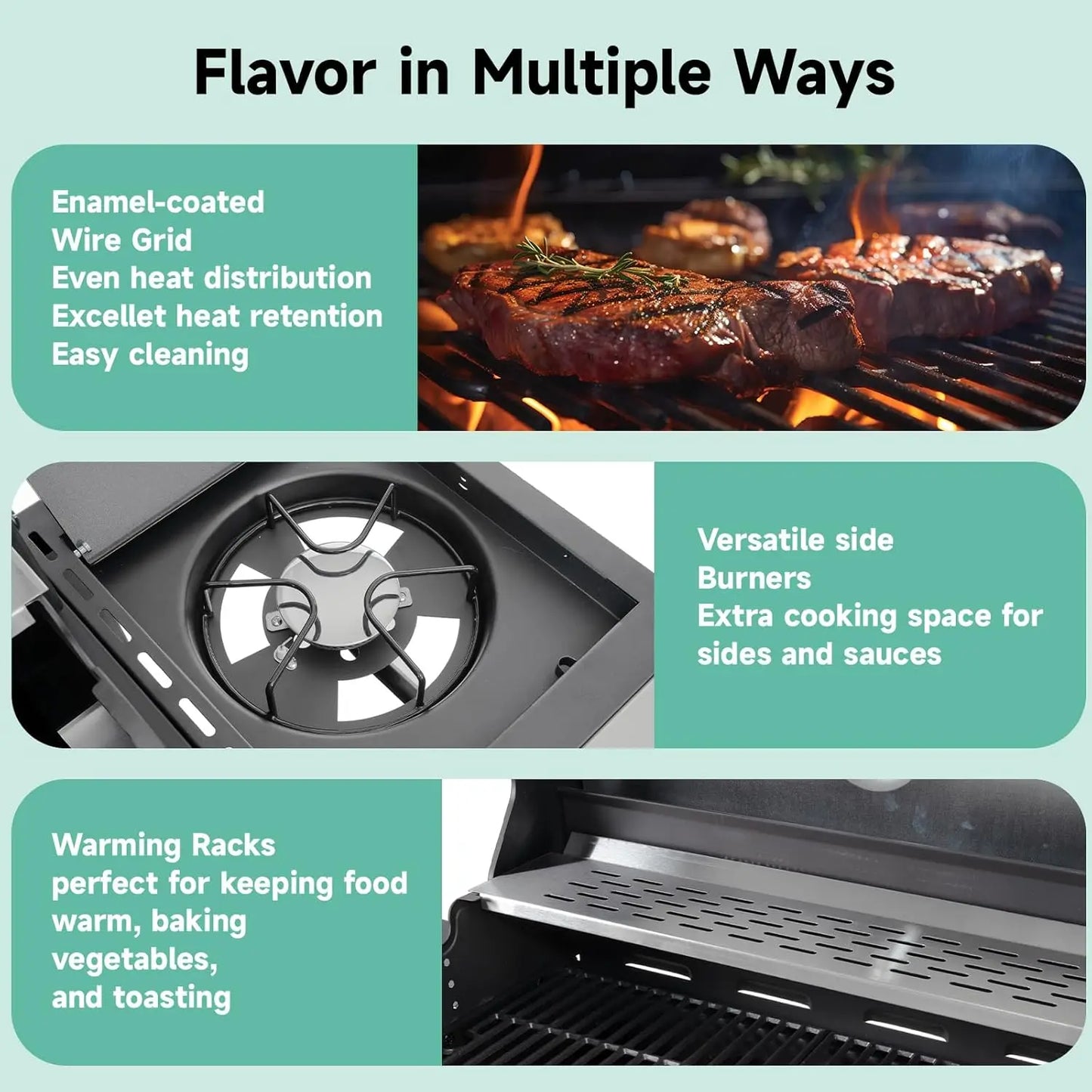 4-Burner Propane Gas Grill Sear Side Burner 46,700 BTU Outdoor BBQ Cabinet Style Barbecue Grilling High Cooking Capacity Fast