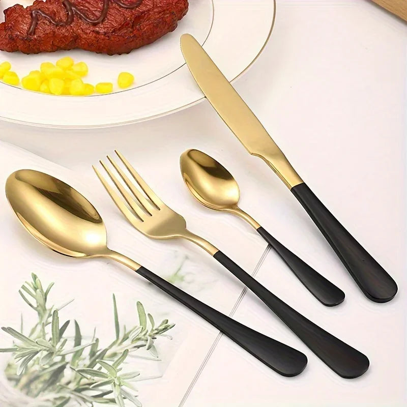 24-Piece Stainless Steel Cutlery Set Knives, Forks, Spoons & Teaspoons - Durable Stylish Design - Perfect for Home Dining