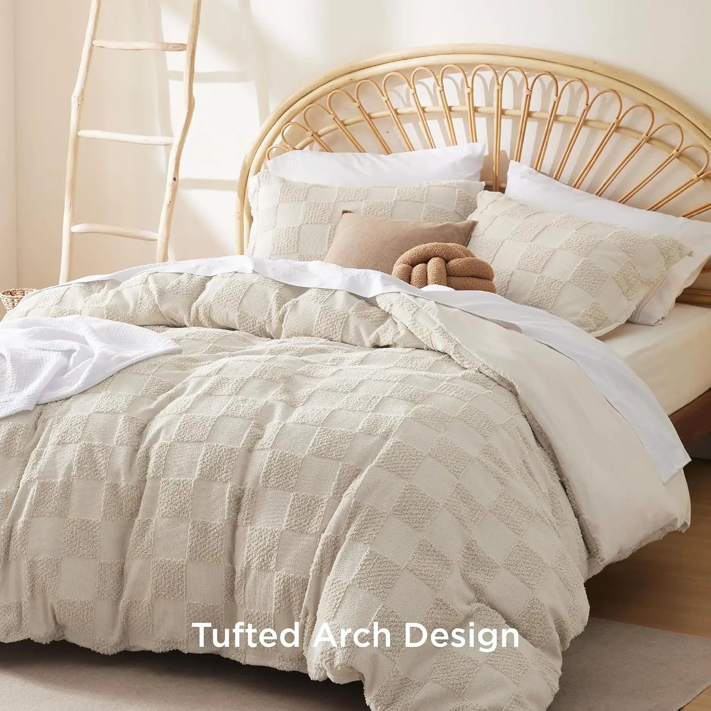 Bedsure Boho Duvet Cover, Tufted/ Checkerboard/ Arch Design Bedding Duvet Cover Set for All Season, Twin, Queen, King