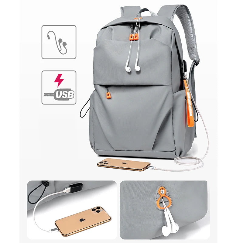 VC Simple Trend Designer Men's Backpack Lightweight Laptop Bag Male Waterproof USB charging Business Backpack Youth Travel Bag