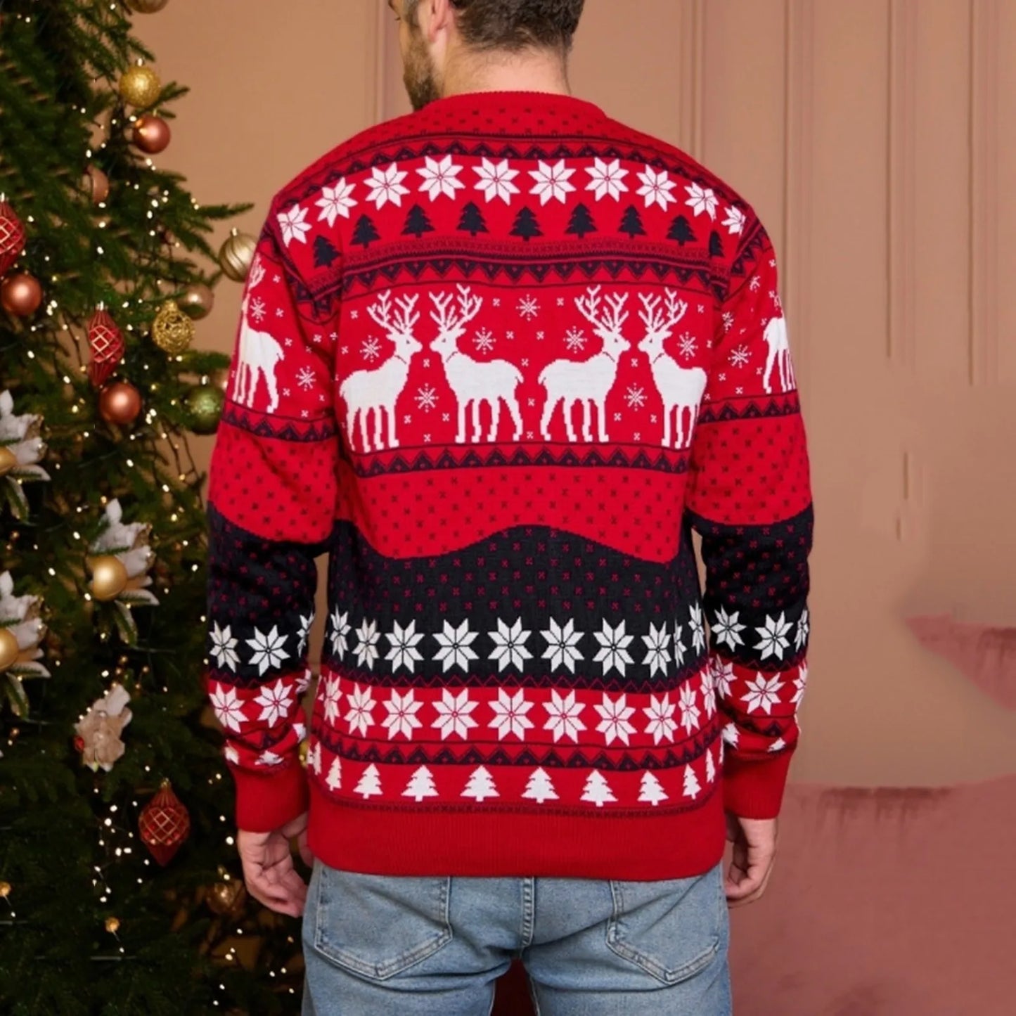 Men Christmas Sweater Thicken Knitwear Soft Loose Xmas Jumpers 2023 Winter Knitted Sweaters Couples Christmas Matching Outfits