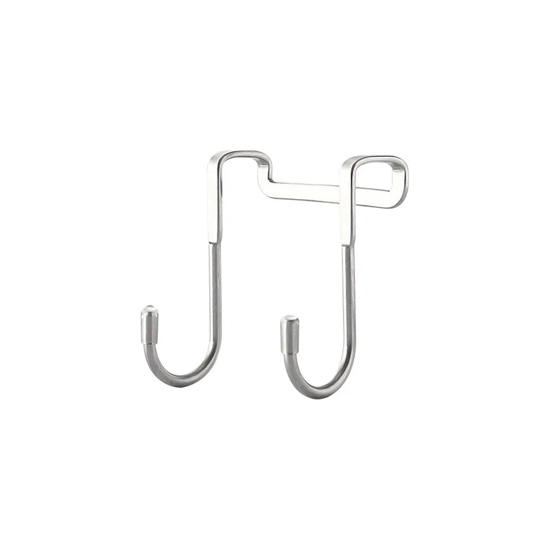 2pcs Stainless Steel Kitchen Bathroom Cabinet Door Coat Towel Rack S-Shape Cabinet Storage Rack Bathrobe Hanger Holder Hooks