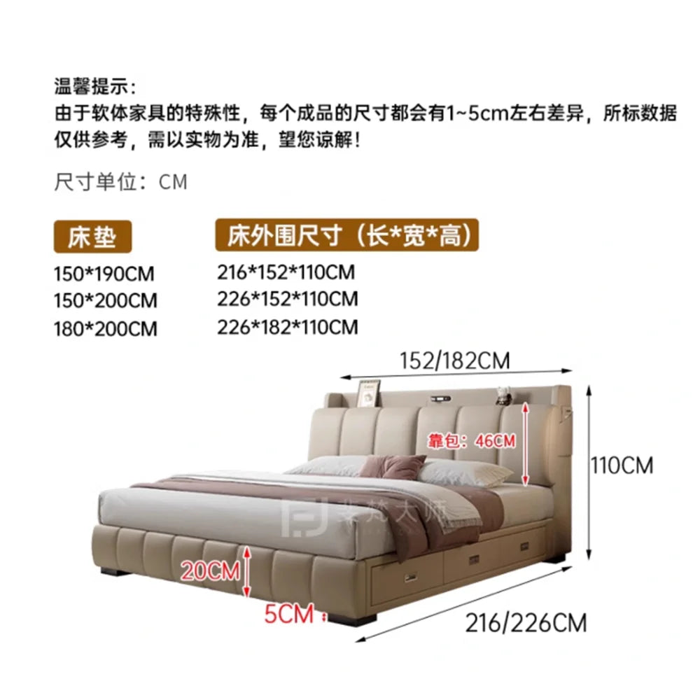 Bedroom Unique Bed Modern Storage Queen Multifunctional Beauty Sleeping Bed Luxury Nightstands Cama Matrimonial Furnitures
