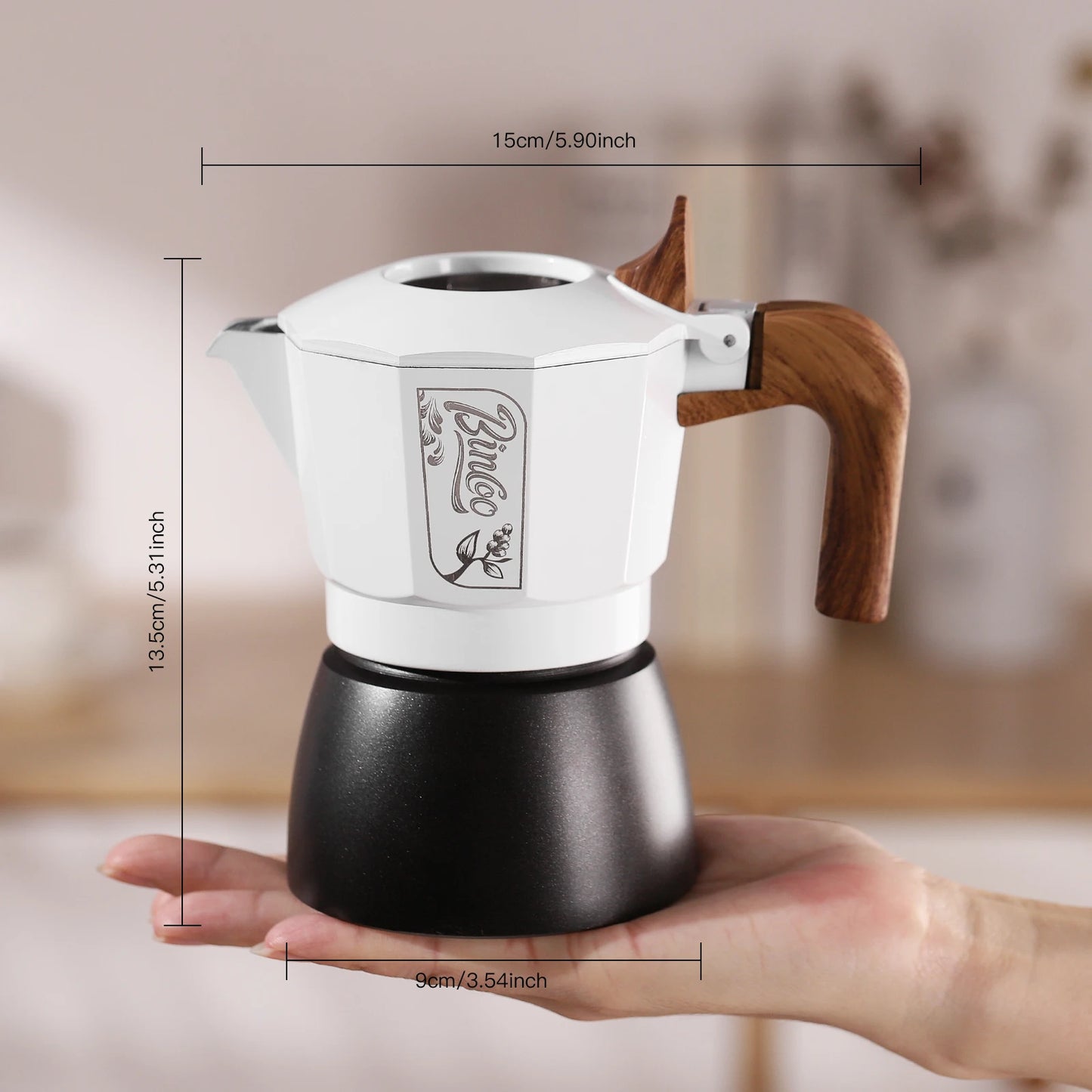 Stovetop Espresso Maker, 2 Cups Moka Coffee Pot for Gas or Electric Ceramic Stovetop,Italian Coffee maker