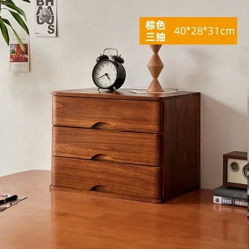 Multi-Layer Wooden Desktop Storage Boxes, Solid Wood Drawer File Organizer, Computer Heightened Rack, Office Storage Cabinet.