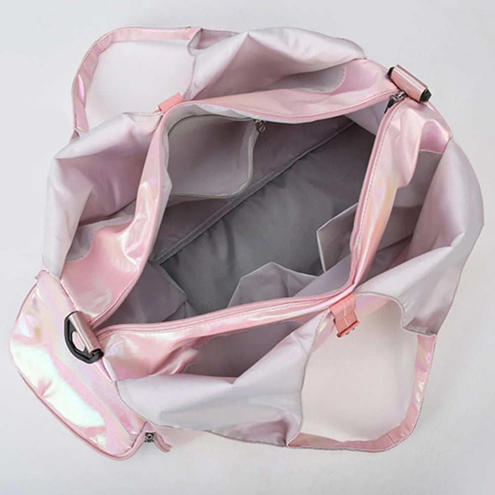 Women Dance Crossbody Bag Large Capacity Pearlescent Gym Satchel Bag with Shoe Compartment Dry Wet Separation Outdoor Simple Bag