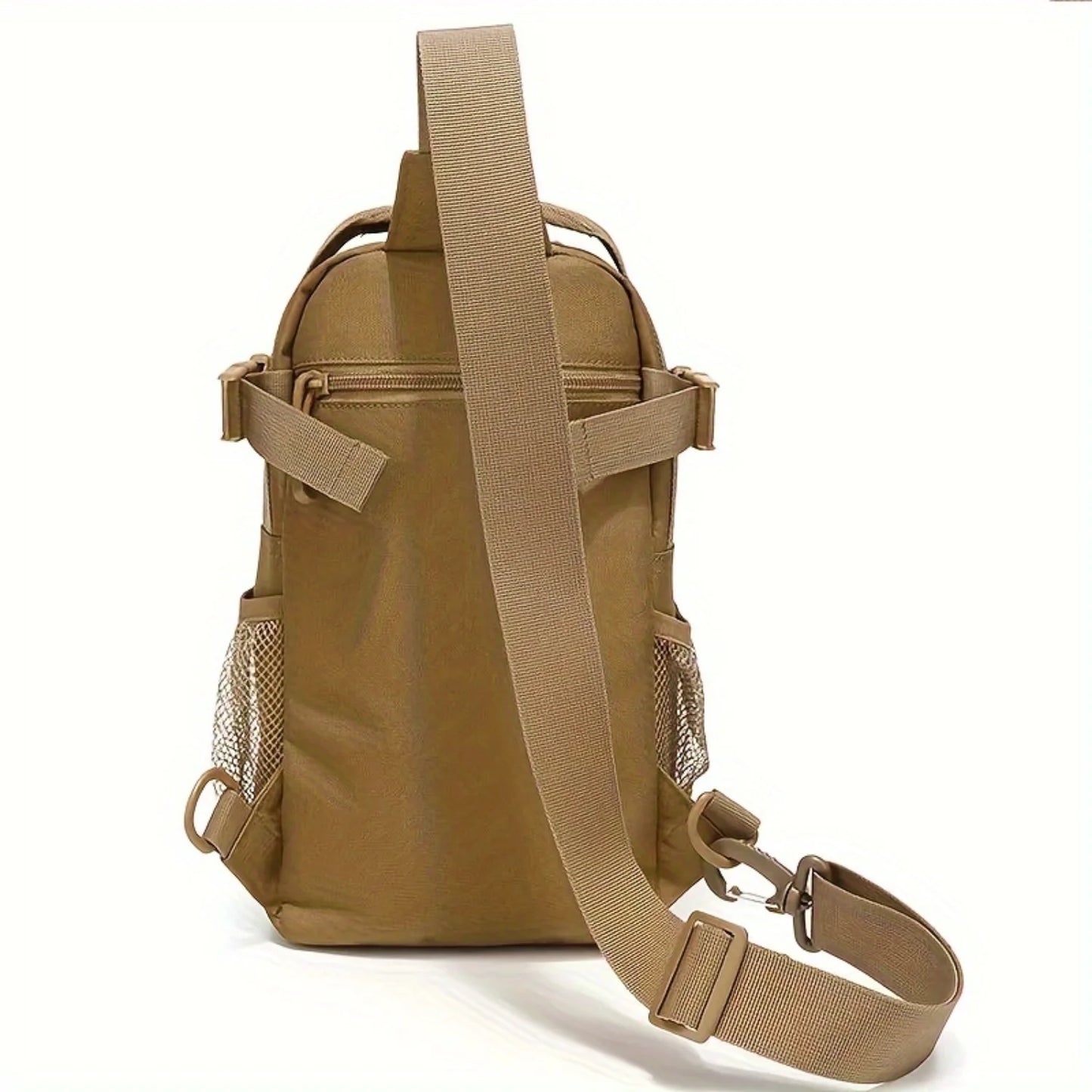 1pc Solid Color Chest Bag, Molle System Shoulder Backpack For Men And Women For Traveling, Hiking, Walking