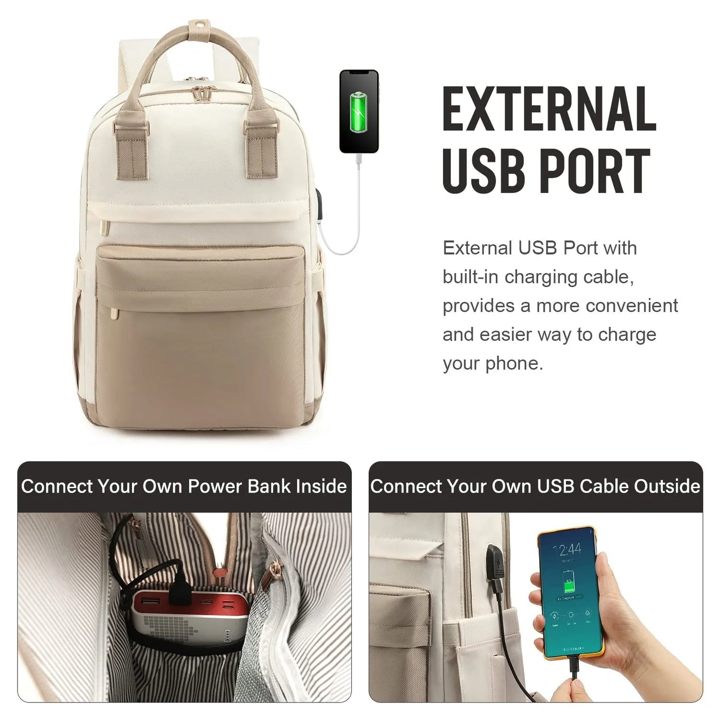 Bagpack for Women Patchwork Basic Nylon Waterproof Fashion Tote Bag Travel Hiking Usb Port 15’6in Notebook Backpacks New Street