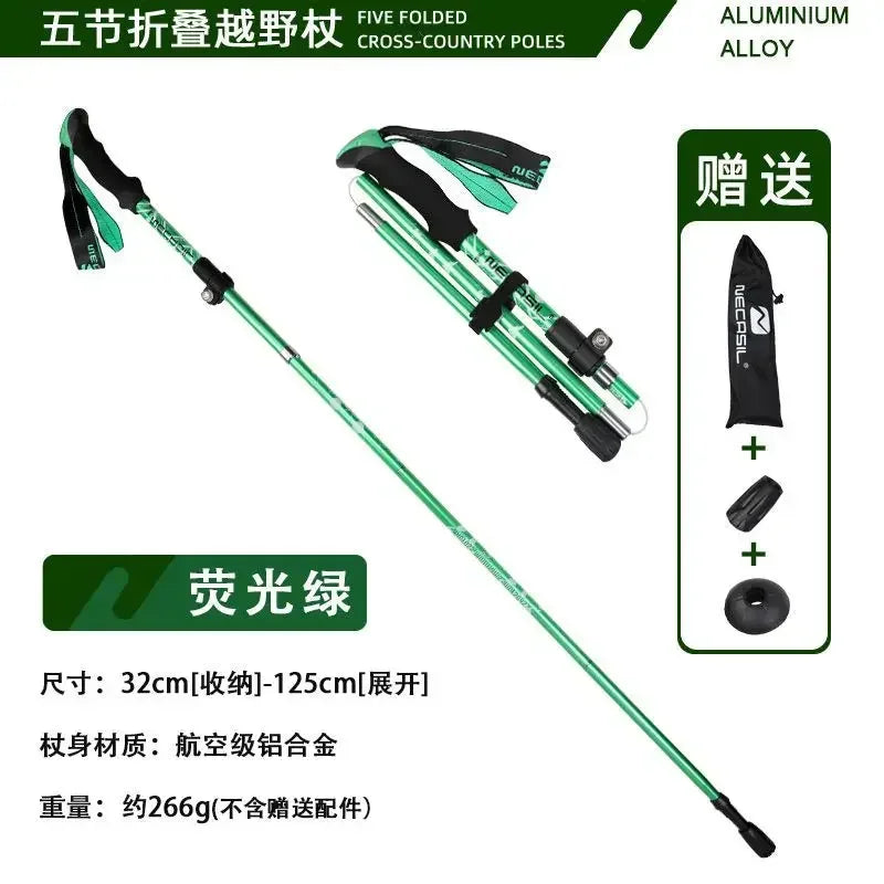 Walking Hiking Stick Ultra-short Trekking Folding Pole Aluminum Alloy Ultralight Portable Camping Equipment For Camping Family