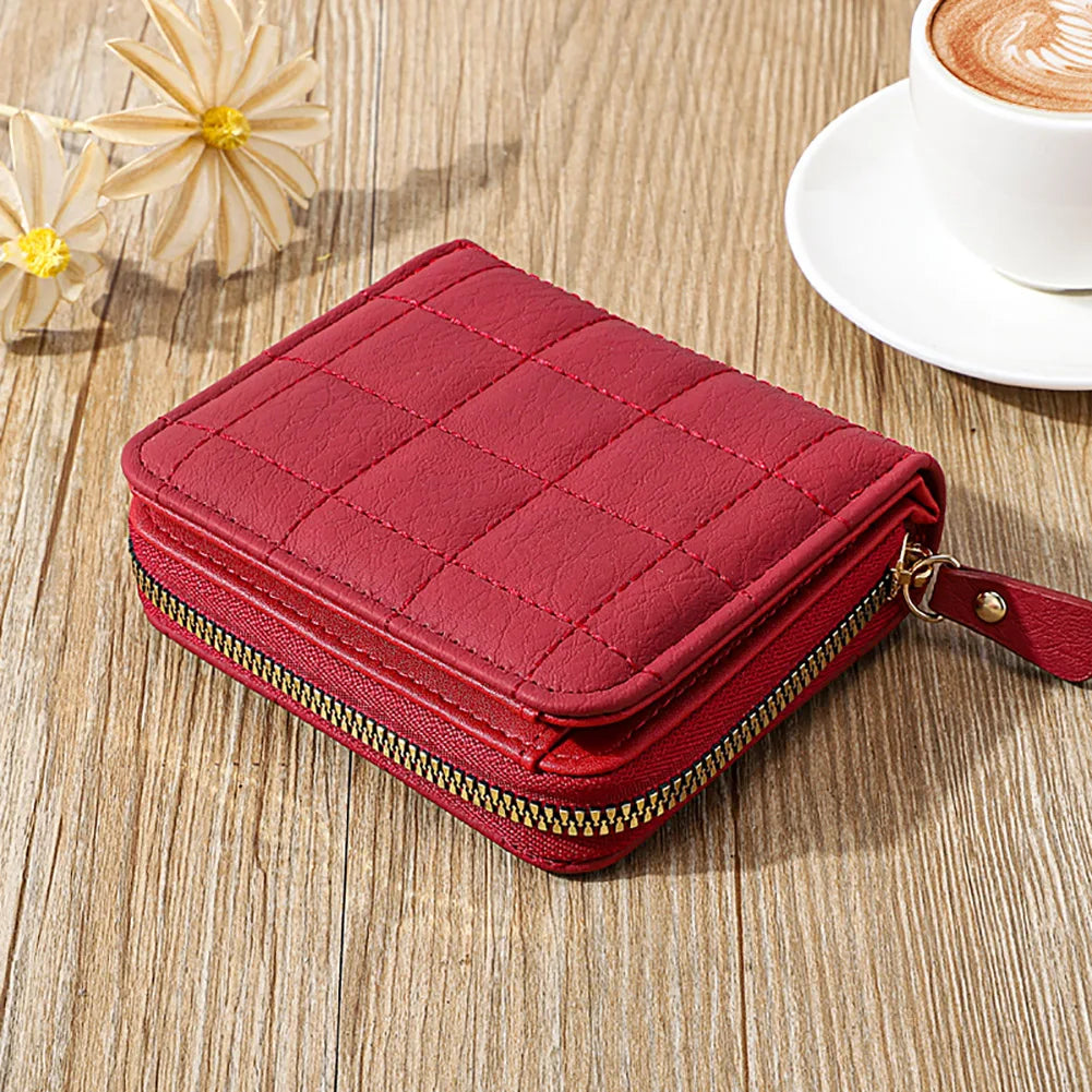 Women Men Coin Purse Simple PU Leather Wallet Zipper Solid Color Bifold Design Daily Men Card Holder Accessories