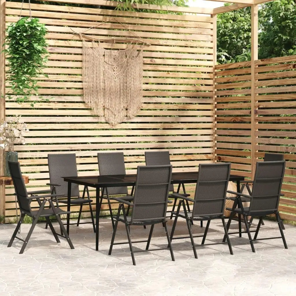 9-Piece Black Patio Dining Set for Outdoor Entertaining - Stylish and Durable Garden Furniture