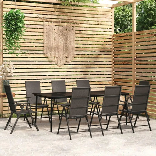 9-Piece Black Patio Dining Set for Outdoor Entertaining - Stylish and Durable Garden Furniture