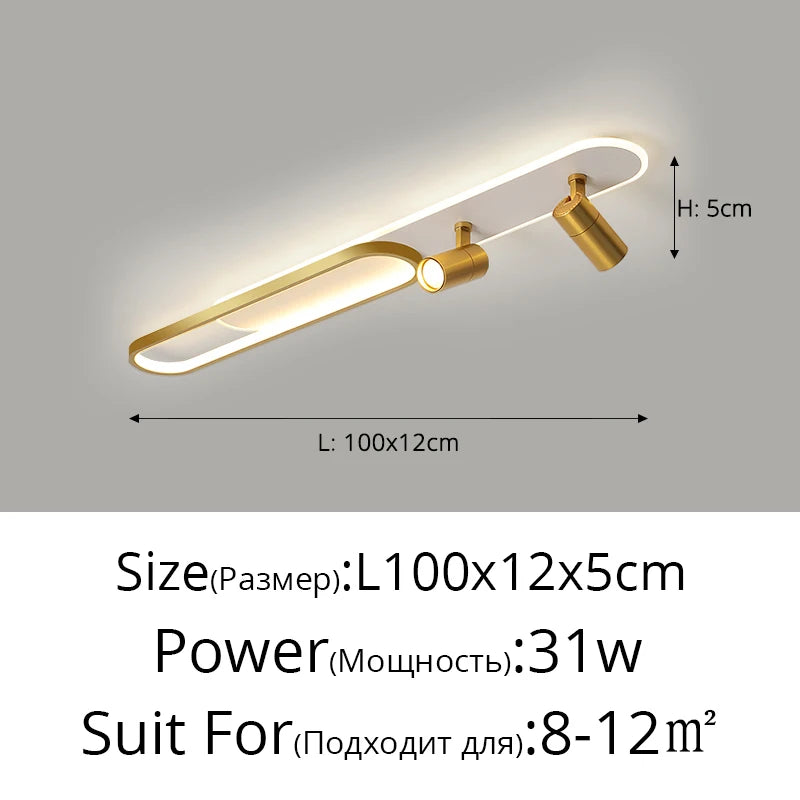 LED Ceiling Lights With Spotlights Minimalist Track Lights for Bedroom Lobby Dining Room Hall Corridor Long Strip Ceiling Lamps