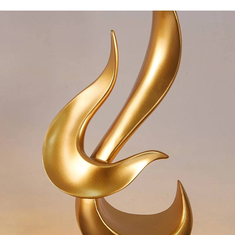 Resin Crafts Flame Abstract Bird Golden Sculpture Geometric Streamer Decorative Figurines Home Decoration Accessories