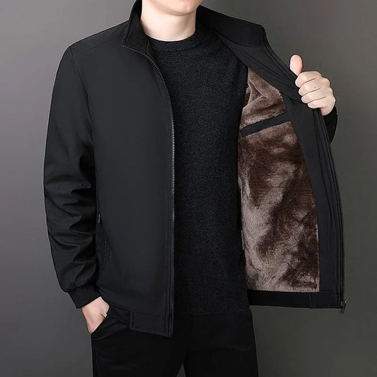 Brand Winter Jacket Men 2025 Autumn Solid Color Plush Thick Coats Men Plus Size Stand Collar Warm Outwear Men Clothing 6Xl 8Xl