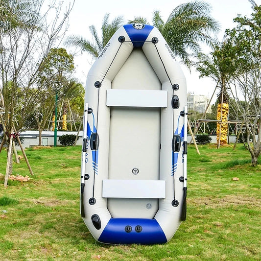 Inflatable Fishing Boat Rowing Kayak Canoe, Hovercraft Dinghy Air Mat, Outdoor Water Sport, 230cm, 3 Person