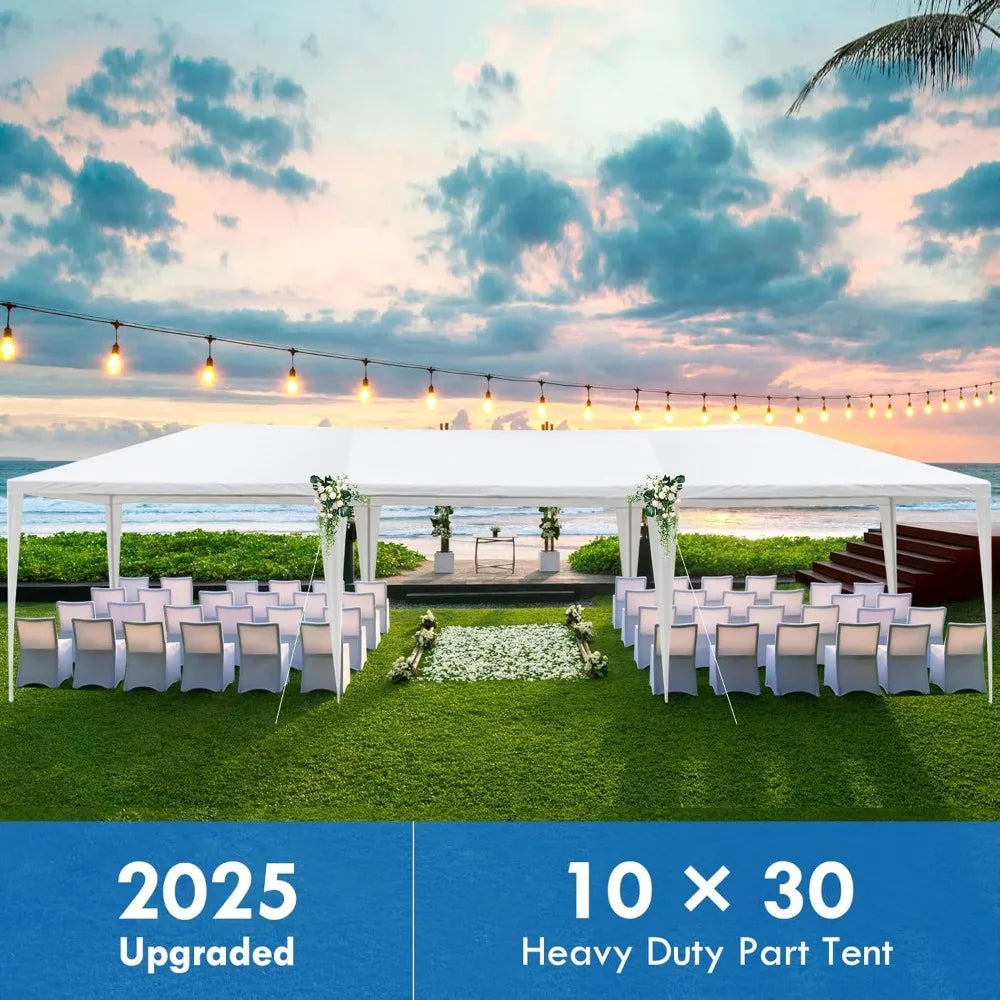 2025 Upgraded 10x30 Party Tent, Outdoor White Tents for Parties, Wedding, Large Canopy Tent with Walls, Big Event Gazebo Tent