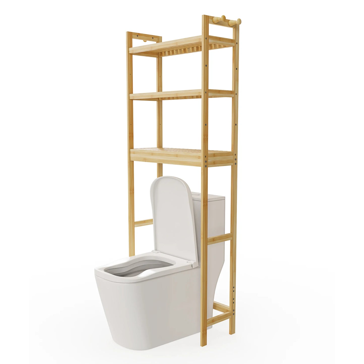 Bamboo Over Toilet Shelf Rack Bathroom Laundry Organizer Storage Shelf Rack