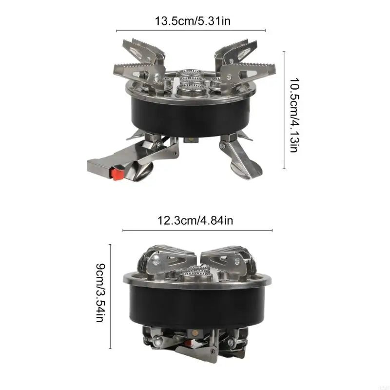 92ME Folded Stainless Steel 5 Head Cooker Hiking Garden Grills Side Burners Stove for Picnics and Family Gatherings