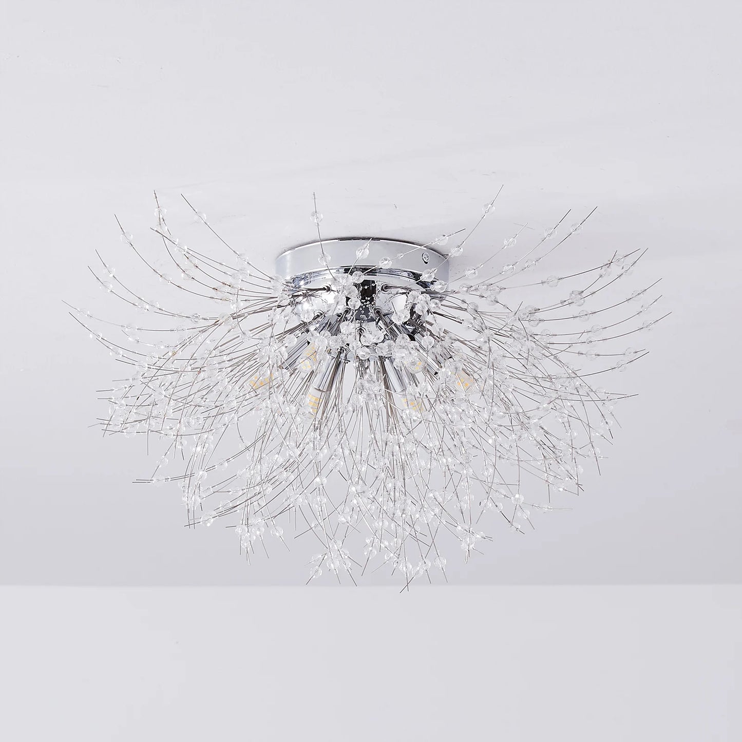 Gold/Sier Modern Crystal LED Ceiling Light 6 Lights Stainless Steel Firework Chandelier For Bedroom