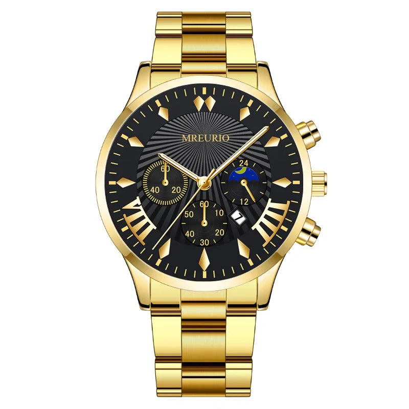 Fashion TOP Brand Men Watches Brand Luxury Gold Stainless Steel Quartz Watch Men Waterproof Sport Chronograph Relogio Masculino