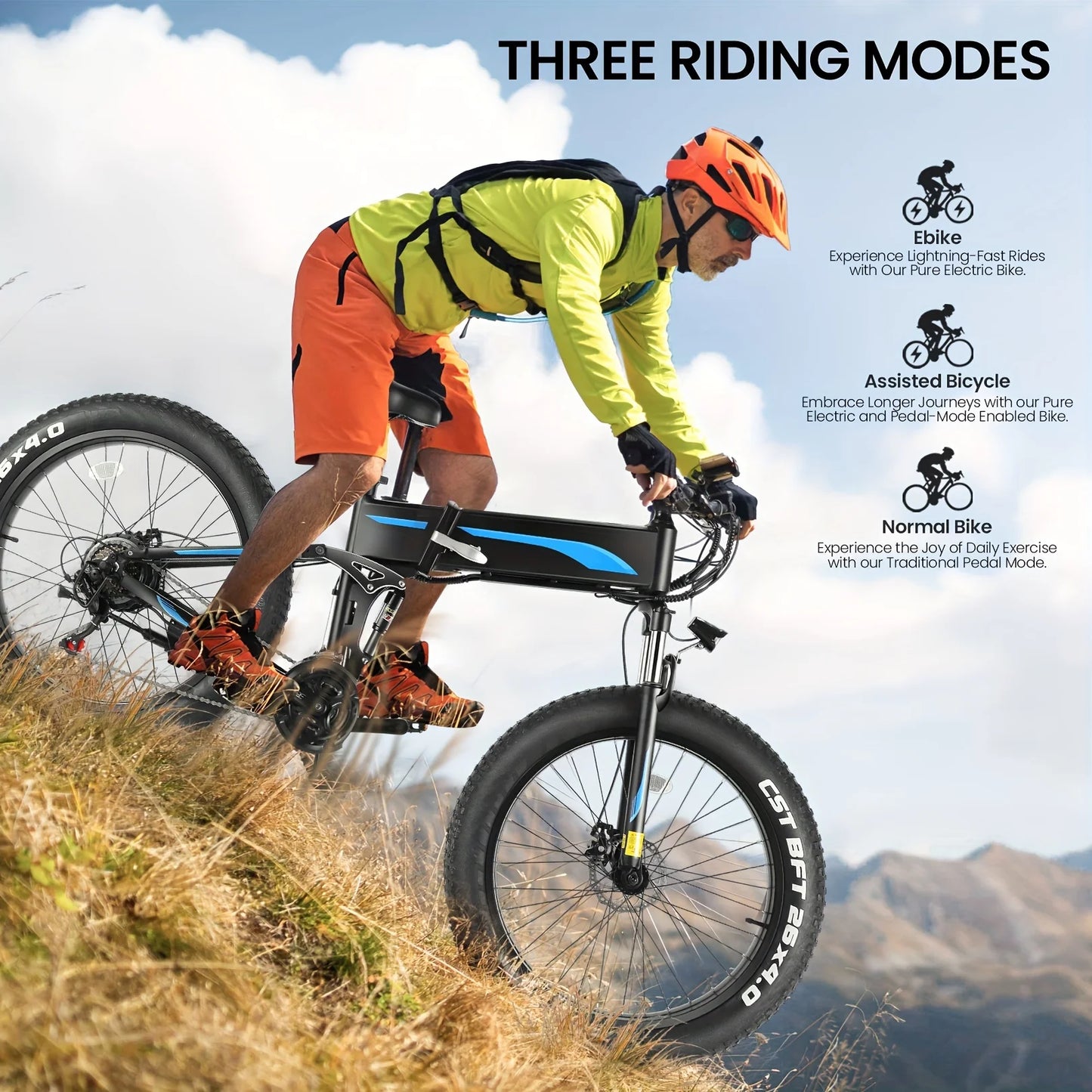 26" x 4.0 Fat Tire Ebike for Adult with HIgh Speed 500W Brushless Motor, 48V 10Ah Foldable Electric Bicycles, 20MPH EBike