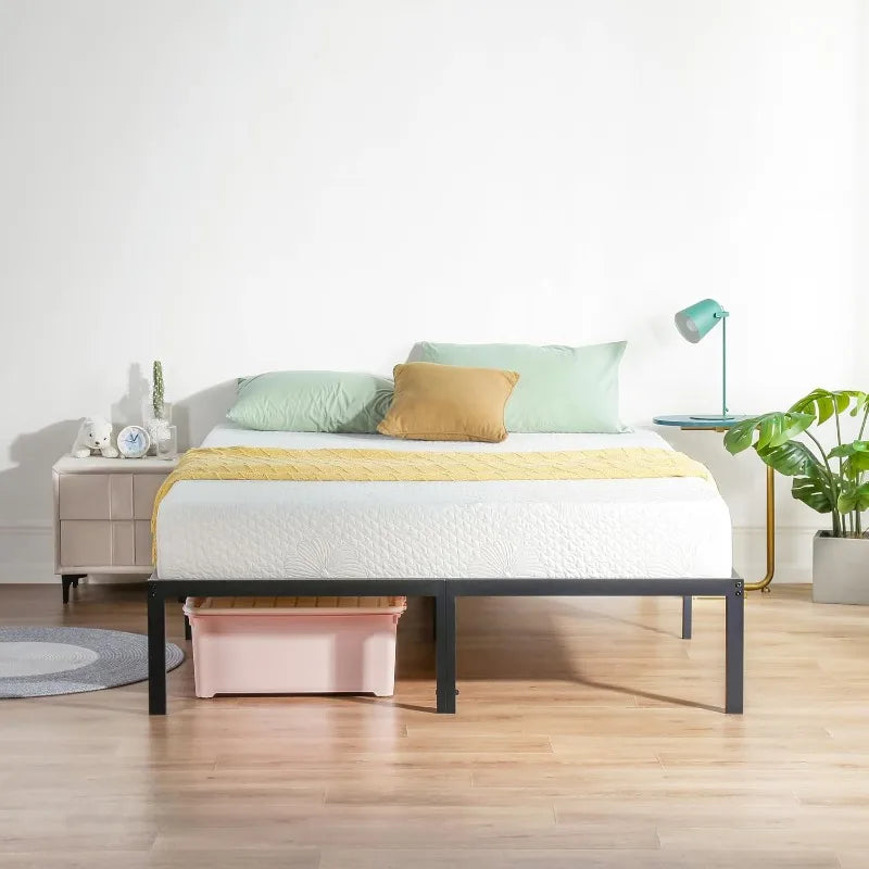 Olee Sleep 14 Inch Heavy Duty Steel Slat Anti-Slip Support, Easy Assembly Platform Bed Frame, Noise Free Steel Mattress