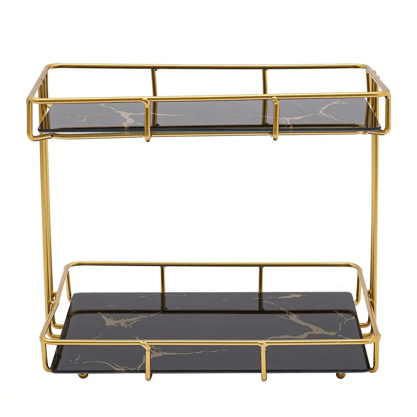Black/White 2 Tier Bathroom Organizer Countertop Perfume Makeup Organizer Cosmetics Storage Display Rack Vanity Tray Dresser