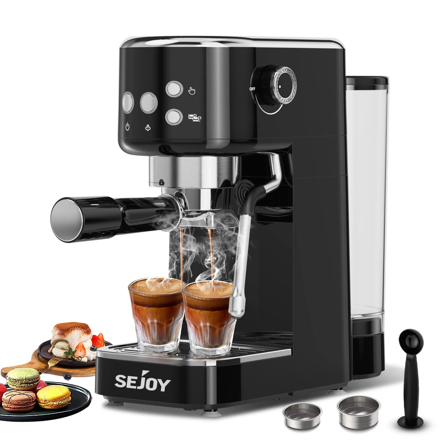 Sejoy 110V Espresso Coffee Machine 2in1 Semi-automatic Concentrated Ground Coffee Cafeteria 20Bar for Milk Foam Household Office