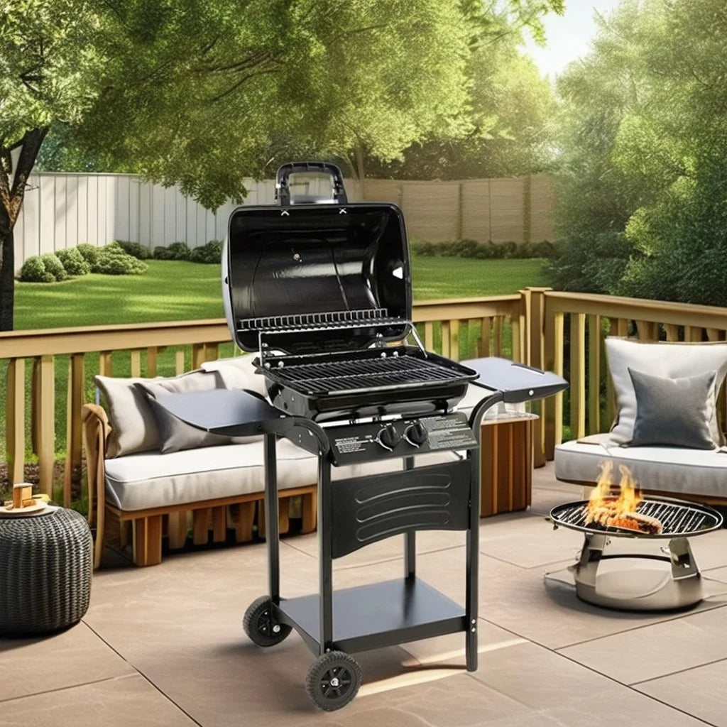 New double side table plate large charcoal smoking grill American camping outdoor barbecue grill