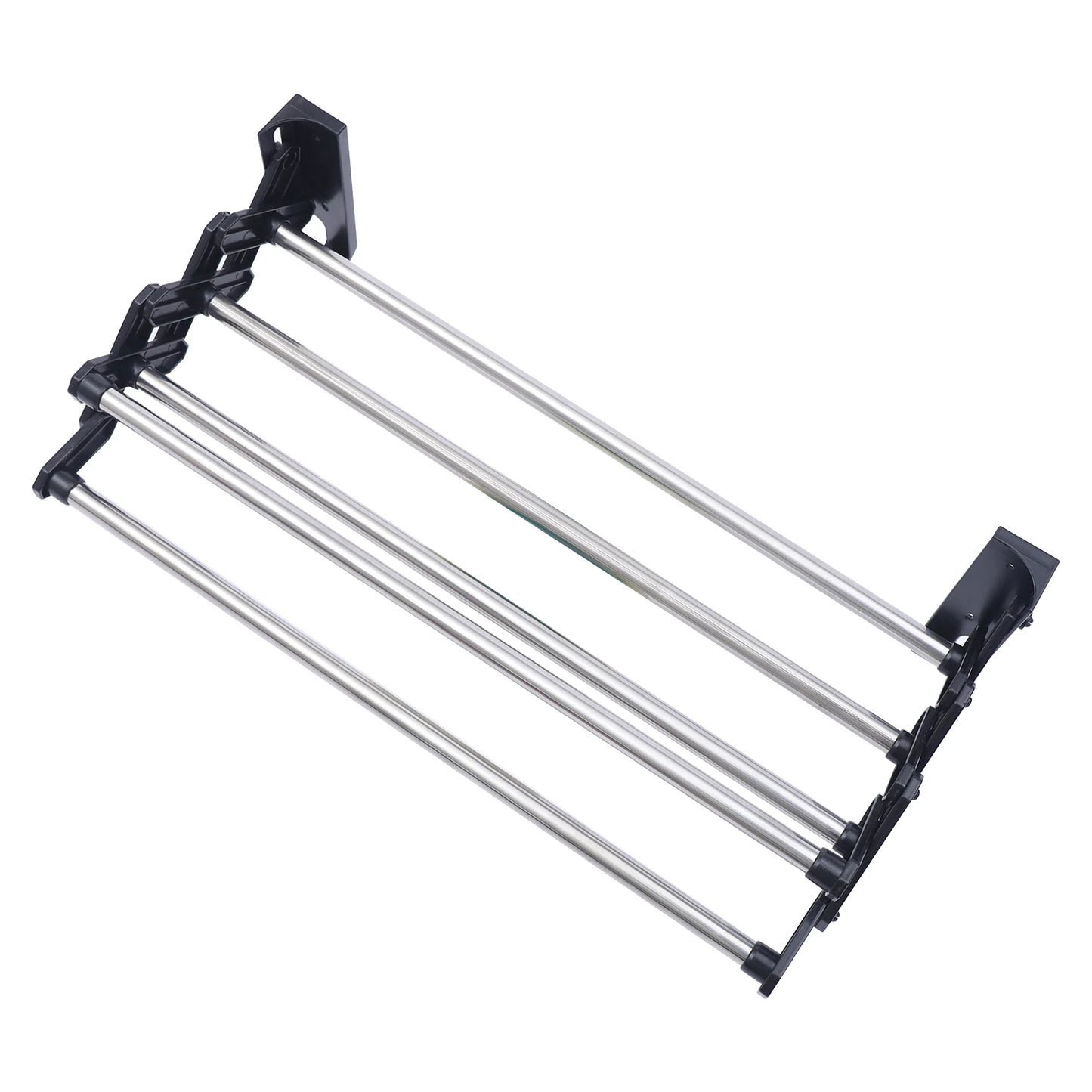 Thickened Stainless Steel Black Towel Rack for Bathroom Retractable Wall Mounted Punch- Free Towel Storage Drying Rack Towel